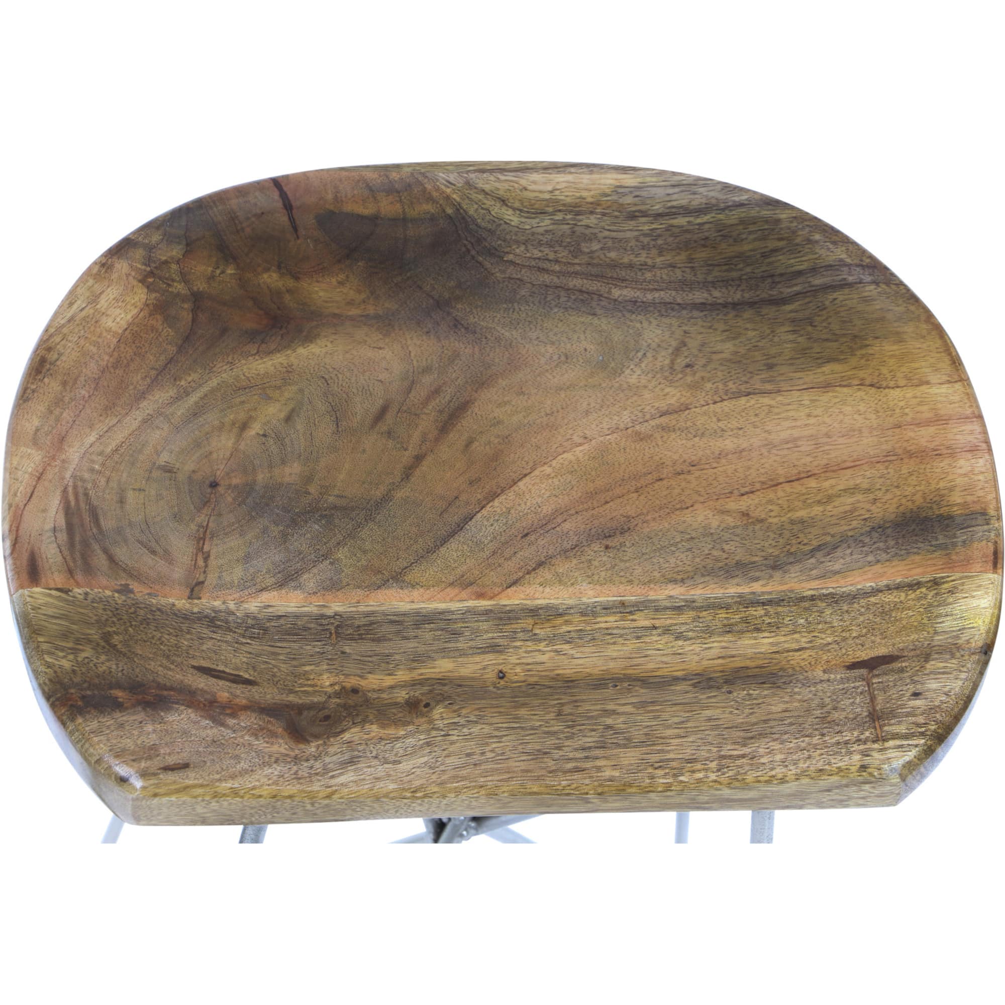 30" Light Brown Mango Wood & Metal Contemporary Bar Stool